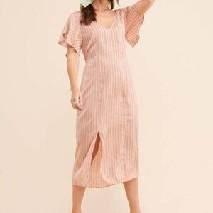 Striped Angel Sleeve Midi Dress Size XS